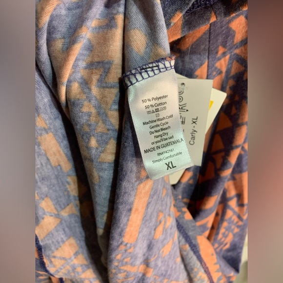 ❌SOLD〽️Lularoe Carly Heathered Coral Blue Aztec Print Dress - Picture 7 of 9